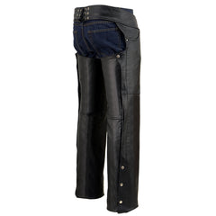 Milwaukee Leather SH1101 Men's Black Classic Leather Motorcycle Riding Chaps with Jean Pockets