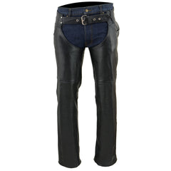 Milwaukee Leather SH1101 Men's Black Classic Leather Motorcycle Riding Chaps with Jean Pockets