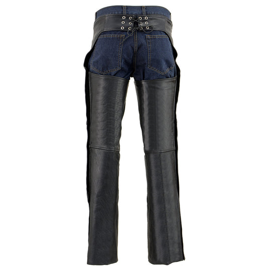 Milwaukee Leather SH1115 Men's Black Classic Fully Lined Motorcycle Riding Leather Chaps
