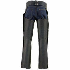 Milwaukee Leather SH1190 Men's Black Leather Chaps with Zippered Thigh Pockets
