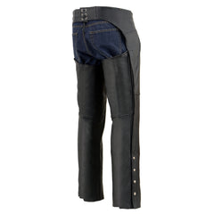 Milwaukee Leather SH1190 Men's Black Leather Chaps with Zippered Thigh Pockets