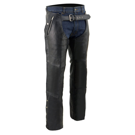 Milwaukee Leather SH1191C Men's 'Hip Set' Black Leather Chaps with Four Pockets