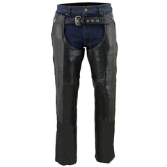 Milwaukee Leather SH1191C Men's 'Hip Set' Black Leather Chaps with Four Pockets