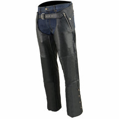 Milwaukee Leather SH1191C Men's 'Hip Set' Black Leather Chaps with Four Pockets