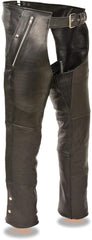 Milwaukee Leather Chaps for Men's Black Leather 4-Pockets - Snap Out Thermal Lined Motorcycle Riders Chap - SH1191C