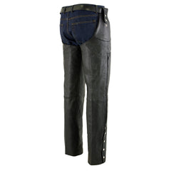 Milwaukee Leather SH1198 Men's Black Adjustable Side Snap Belt Less Chaps
