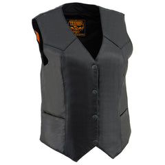 Milwaukee Leather SH1227 Women's Black 'Classic Western' Leather 4-Snap Button Vest