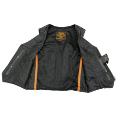 Milwaukee Leather SH1246Z Women's Black Leather Classic Braided Motorcycle Rider Vest w/ Zipper Closure