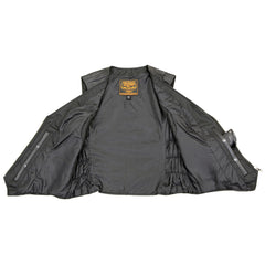 Milwaukee Leather SH1288 Ladies Black Leather Vest with Side Stretch Panels