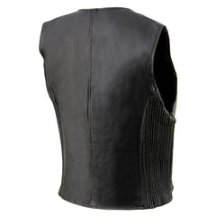 Milwaukee Leather SH1288 Ladies Black Leather Vest with Side Stretch Panels