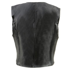Milwaukee Leather SH1288 Ladies Black Leather Vest with Side Stretch Panels