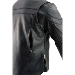 Milwaukee Leather-SH1408- Men's Sporty Crossover Vented Black Leather Scooter Jacket