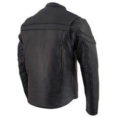 Milwaukee Leather-SH1408- Men's Sporty Crossover Vented Black Leather Scooter Jacket