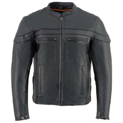 Milwaukee Leather-SH1408- Men's Sporty Crossover Vented Black Leather Scooter Jacket