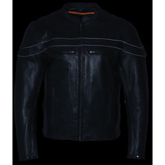 Milwaukee Leather-SH1408- Men's Sporty Crossover Vented Black Leather Scooter Jacket
