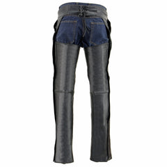 Milwaukee Leather Men's Black Premium Leather Motorcycle Rider Chaps with Front 3-Pockets - Thigh Patch Pocket-SH1766
