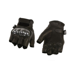 Milwaukee Leather SH194 Men's Black 'Hard Knuckles' Fingerless Glove with Gel Palm