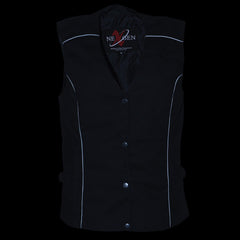 Milwaukee Leather SH1955 Ladies Black Textile Vest with Wing Embroidery