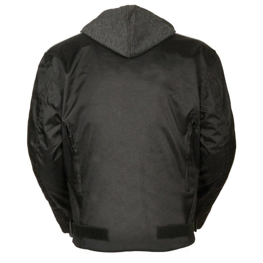 NexGen SH2034 Men's  Black and Grey Nylon Racer Jacket with Hoodie
