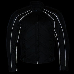 NexGen SH2153 Men's Black and Orange CE Armored Motorcycle Textile and Leather Combo Jacket