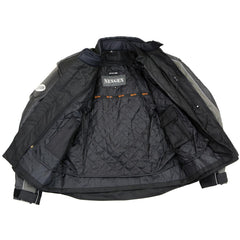 NexGen SH2153 Men's Black and Orange CE Armored Motorcycle Textile and Leather Combo Jacket