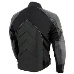 NexGen SH2153 Men's Black and Orange CE Armored Motorcycle Textile and Leather Combo Jacket