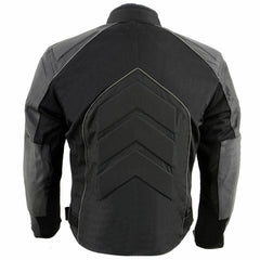 NexGen SH2153 Men's Black and Orange CE Armored Motorcycle Textile and Leather Combo Jacket