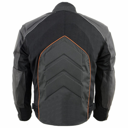 NexGen SH2153 Men's Combo Black and Red CE Armored Leather and Textile with Mesh Motorcycle Jacket