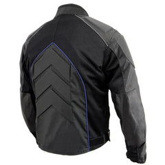 NexGen SH2153 Men's Black and Grey CE Armored Motorcycle Textile and Leather Combo Jacket