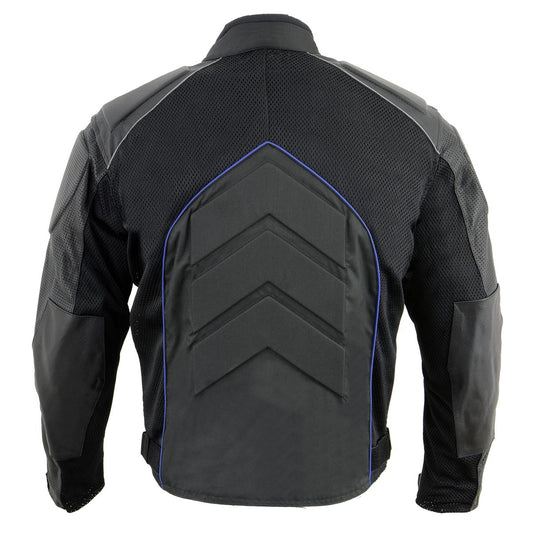 NexGen SH2153 Men's Black and Grey CE Armored Motorcycle Textile and Leather Combo Jacket