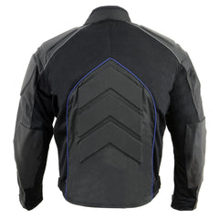 NexGen SH2153 Men's Black and Grey CE Armored Motorcycle Textile and Leather Combo Jacket