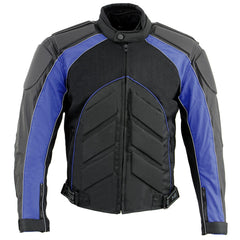 NexGen SH2153 Men's Black and Grey CE Armored Motorcycle Textile and Leather Combo Jacket