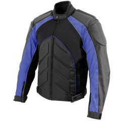 NexGen SH2153 Men's Black and Grey CE Armored Motorcycle Textile and Leather Combo Jacket
