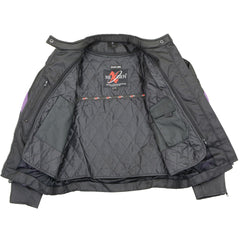 Nexgen SH2188 Women's Black and Purple Textile Motorcycle Riding Jacket with Side Stretch and Lacing