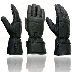Milwaukee Leather SH230 Men's Black Leather Winter Cold Weather Gauntlet Motorcycle Hand Gloves w/ Rain Mitten