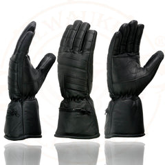 Milwaukee Leather SH230 Men's Black Leather Winter Cold Weather Gauntlet Motorcycle Hand Gloves w/ Rain Mitten