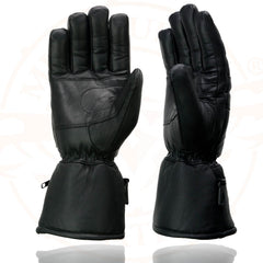 Milwaukee Leather SH230 Men's Black Leather Winter Cold Weather Gauntlet Motorcycle Hand Gloves w/ Rain Mitten