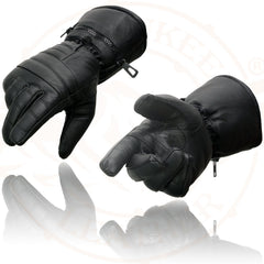 Milwaukee Leather SH230 Men's Black Leather Winter Cold Weather Gauntlet Motorcycle Hand Gloves w/ Rain Mitten