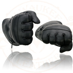Milwaukee Leather SH230 Men's Black Leather Winter Cold Weather Gauntlet Motorcycle Hand Gloves w/ Rain Mitten