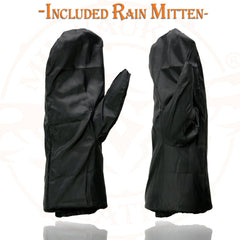Milwaukee Leather SH230 Men's Black Leather Winter Cold Weather Gauntlet Motorcycle Hand Gloves w/ Rain Mitten