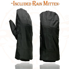 Milwaukee Leather SH230 Men's Black Leather Winter Cold Weather Gauntlet Motorcycle Hand Gloves w/ Rain Mitten