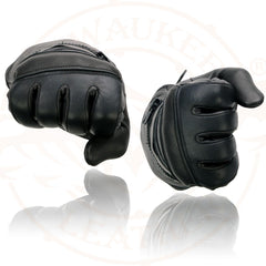 Milwaukee Leather SH232 Men's Black Leather Warm Lining Gauntlet Motorcycle Hand Gloves W/ Rain Mitten and Adjustable Strap