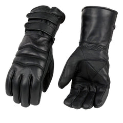 Milwaukee Leather SH233 Men's Black Leather Gauntlet Gloves with Double Strap