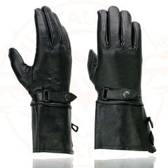 Milwaukee Leather SH264 Men's Black Leather Gauntlet Style Motorcycle Gloves w/ Thermal Liner