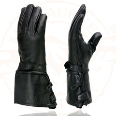 Milwaukee Leather SH264 Men's Black Leather Gauntlet Style Motorcycle Gloves w/ Thermal Liner
