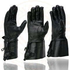 Milwaukee Leather SH264 Men's Black Leather Gauntlet Style Motorcycle Gloves w/ Thermal Liner