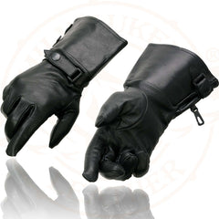 Milwaukee Leather SH264 Men's Black Leather Gauntlet Style Motorcycle Gloves w/ Thermal Liner