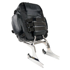 Milwaukee Leather SH54001 Medium Black Leather and Textile Motorcycle Cruiser Sissy Bar Bag Back-Pack