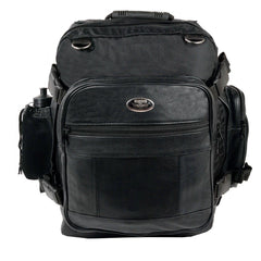 Milwaukee Leather SH54001 Medium Black Leather and Textile Motorcycle Cruiser Sissy Bar Bag Back-Pack