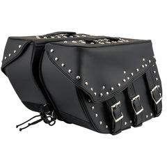 Milwaukee Leather SH551ZB Black PVC Zip Off Chrome Studded Motorcycle Saddlebag